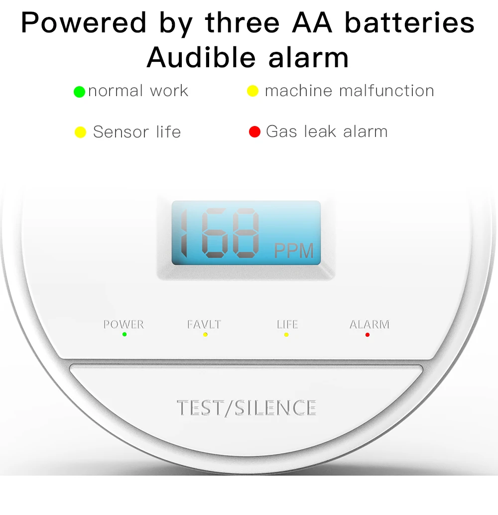LCD CO Sensor Work alone Built-in 85dB siren sound Independent Carbon Monoxide Poisoning Warning Alarm Detector carbon monoxide alarm carbon monoxide detector