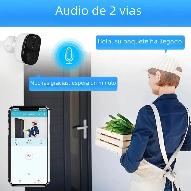 Cámaras de seguridad inalámbricas para exteriores, 2K, 3MP, alimentado por batería, WiFi, Sirena, Audio bidireccional, impermeable 7 Venta de cadena de bolas online Cámaras de seguridad inalámbricas para exteriores, 2K, 3MP, alimentado por batería, WiFi, Sirena, Audio bidireccional, impermeable - Imagen 5