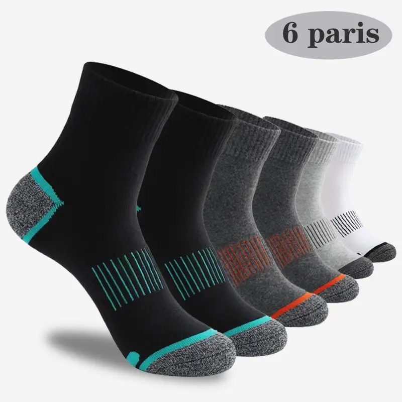 Mens Socks 6 Pairs/Lot Men Sport Socks Sweat Absorption Outdoor Socks Deodorizing Warm Gym Mid Tube Gym Trianing For Men