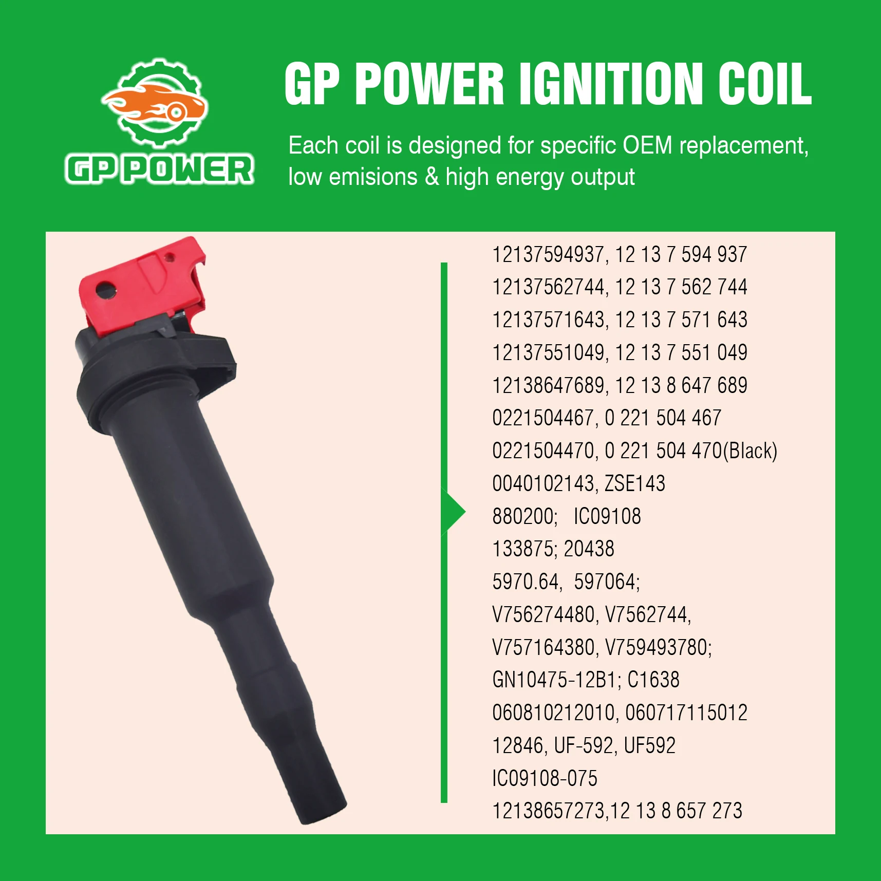 8pcs Gp Power High Energy Ignition Coil Uf592 12137571643 For Bmw  