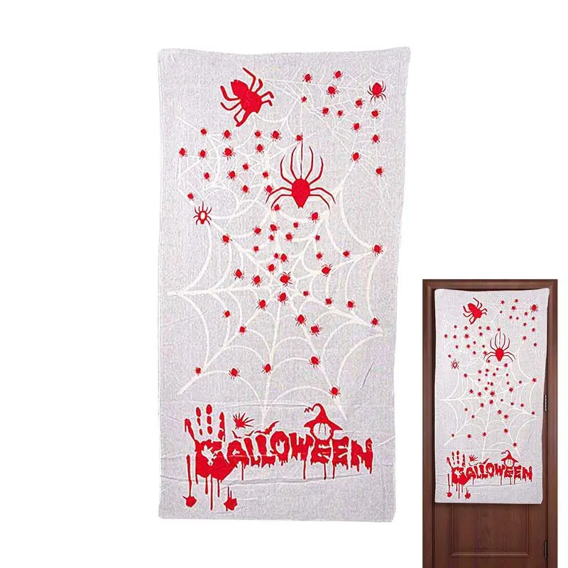 

Halloween Window Door Decorations Glow In The Dark Door Curtains Horrible Red Bloody Print Door Cover Glow In The Dark Spooky