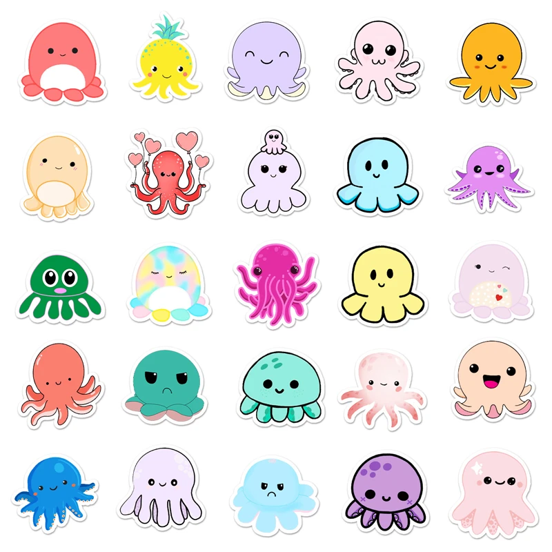 50pcs Cartoon Octopus Stickers Scrapbooking DIY Home Decoration Phone Laptop Waterproof Accessories