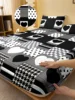 1 Simple modern Heart-Shaped Geometry printed matte Fitted Sheet, bedroom printed bed cover, bedding (excluding pillowcases) 1