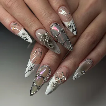 Alternative view of Luxury Chrome Rhinestone Stiletto Press On Nails