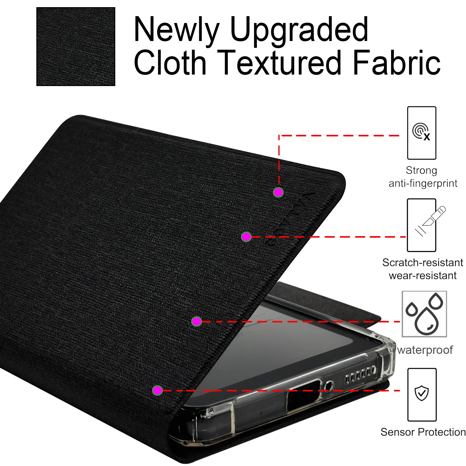 Transparent Magnetic Flip Case Cover with Auto Sleep/Wake & Detachable Design