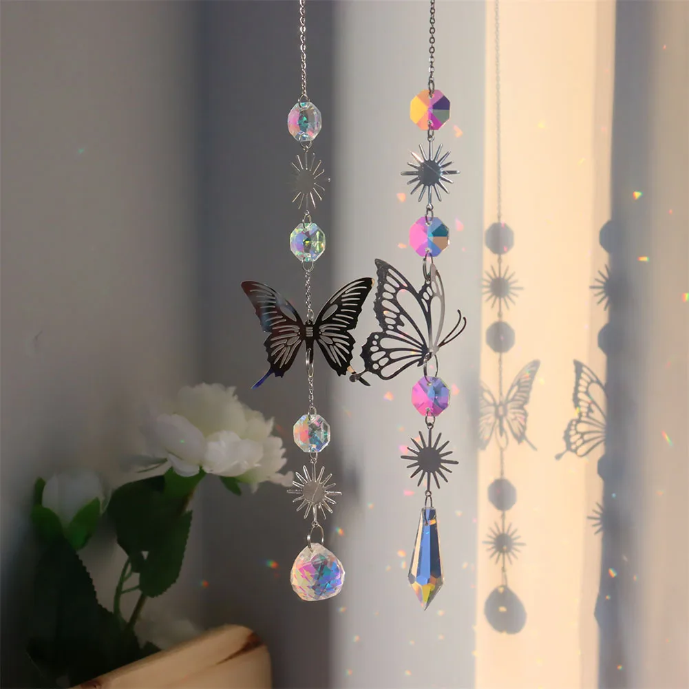 Sun Catchers Crystal Windchime Handmade Sun Catchers Hanging Ornament Devil Eye Prisms Rainbow Chaser Home Bedroom Decoration Dream Catcher