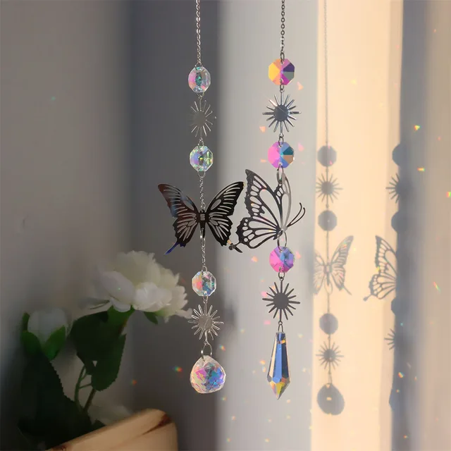 Crystal Windchime Kézzel Készített Napsütők Lógó Dísz Devil Eye Prisms Rainbow Chaser Otthoni Hálószoba Dekoráció Álom Fogó - Image 2