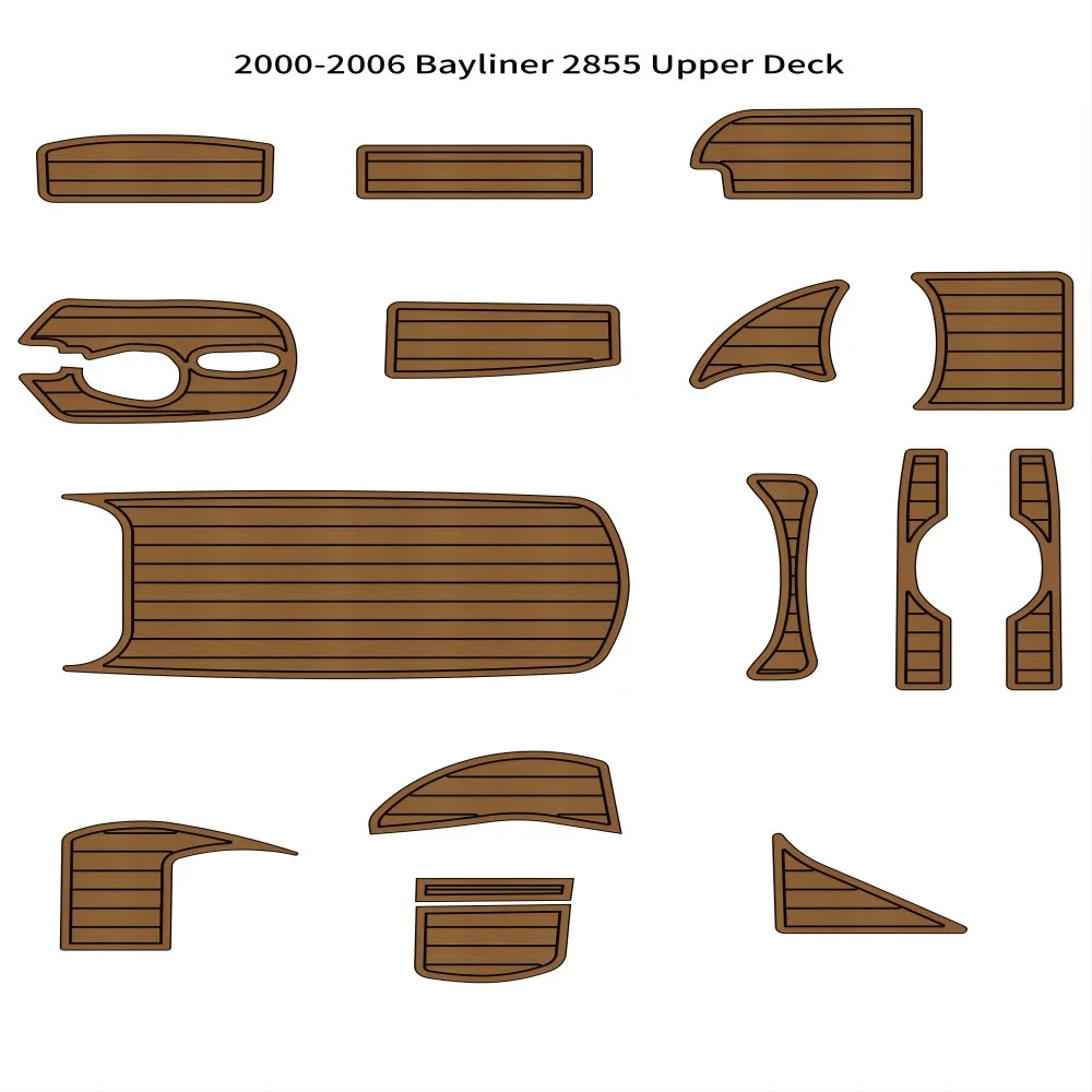 

Quality 2000-2006 Bayliner 2855 Upper Deck Pads Boat EVA Foam Faux Teak Deck Floor Mat