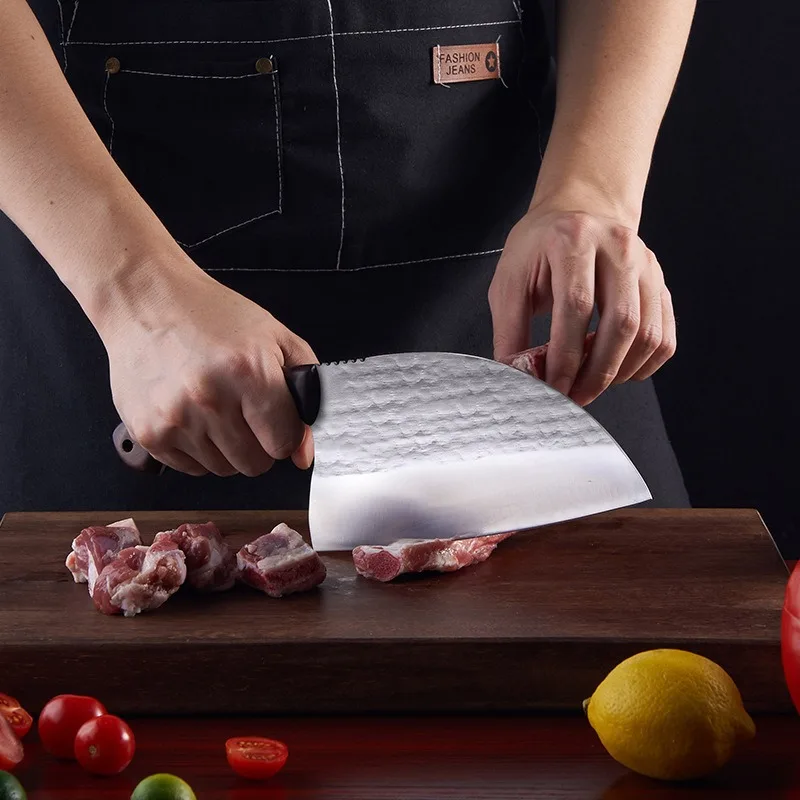 1-8pcs Kitchen Stainless Steel Slicing Knife Sharp Boning Knife Chef Hammer Pattern Japanese Style Universal