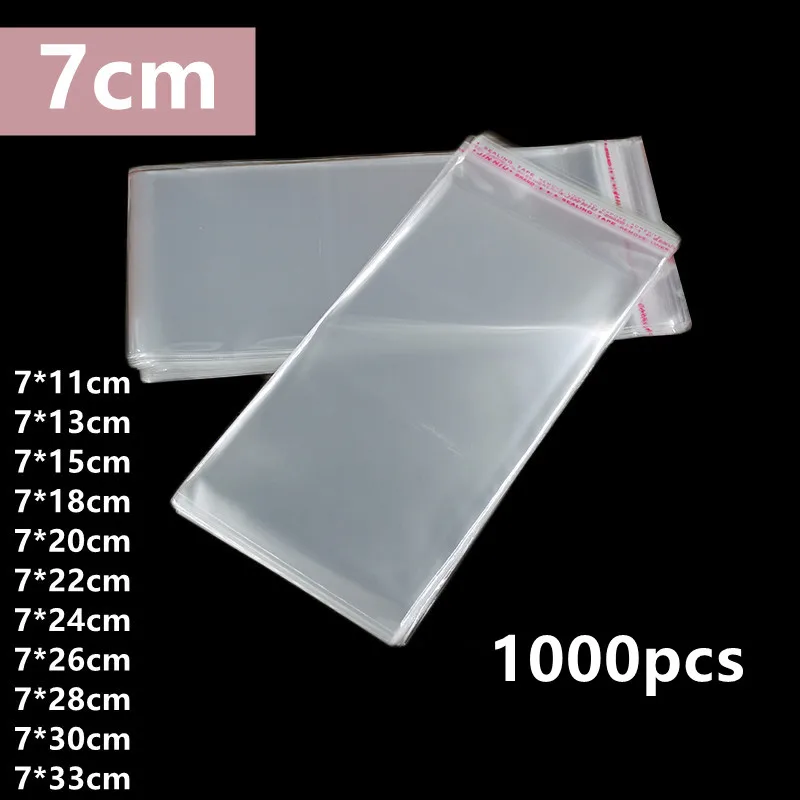 

1000pcs Width 7cm Transparent Self-adhesive Packaging Bag Food Cookie Candy Ziplock Bag Spoon Tableware Storage Plastic Pocket