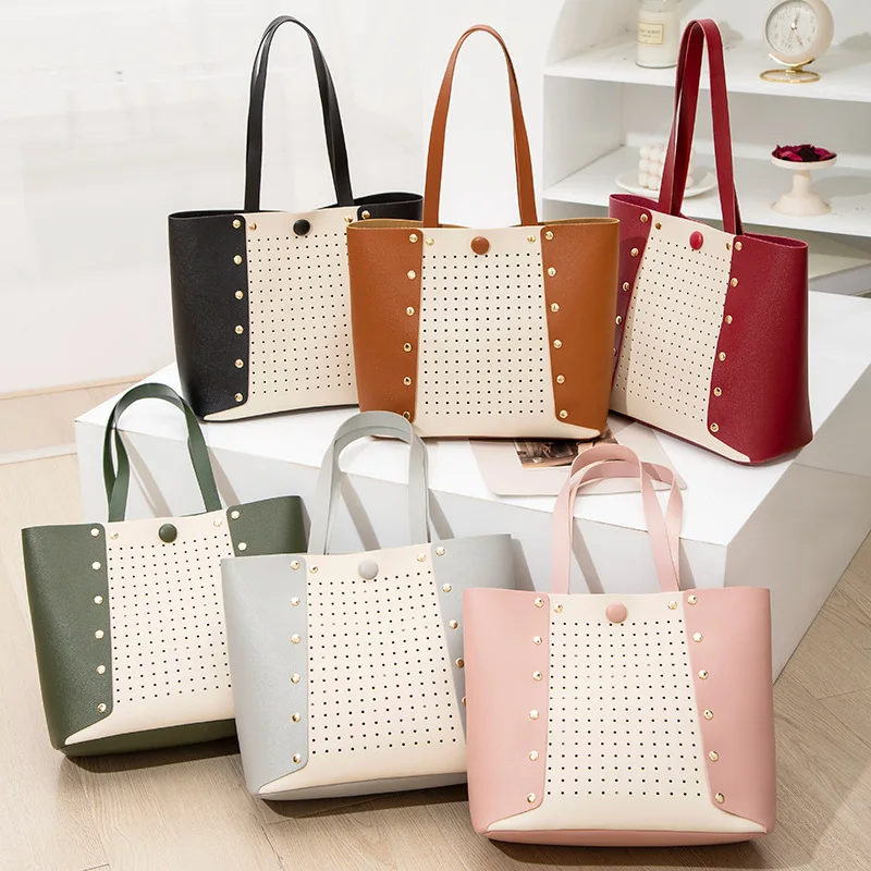 Contrasting Shopping Bag Ladies Handbag Fashion Simple Tote Bag Trend Joker Handbag Bag Female