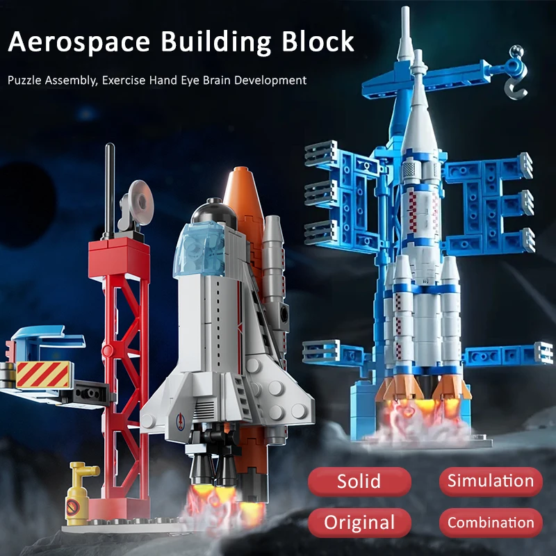 Aerospace Space Rocket Launch Center Base Puzzle Model Mini Building Blocks Assemble Bricks Children's Boys Kids Toys Montessor 3