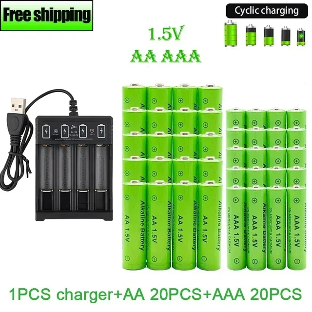 Original Rechargeable Battery 1.5V AA9800mAh+AAA8800mAh+Charger for Computer Clock Radio Video Game Digital Camera AA AAAbattery 1