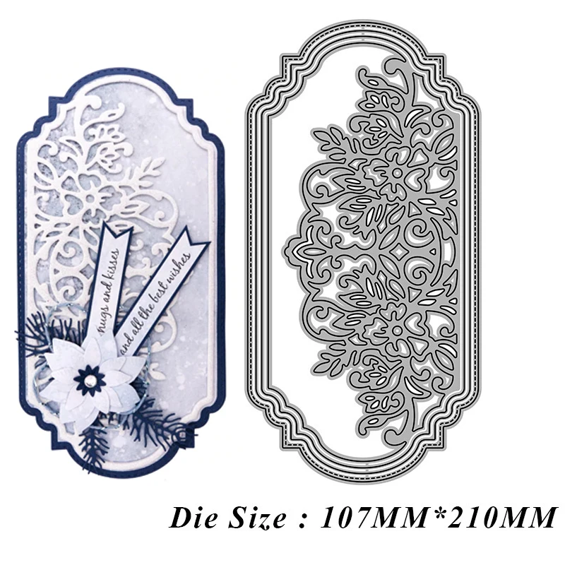 Large Label Flower Border Metal Cutting Dies Stencil Template ...