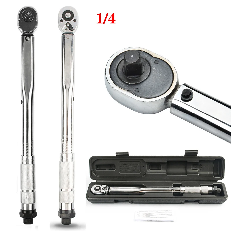 Adjustable Torque Wrench 5-25Nm 1/4" Square Drive Click Hand Ratchet Tool 