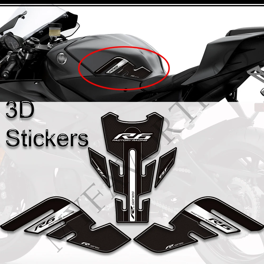 Stickers Decals Protector Tank Pad Side Grips Gas Fuel Oil Kit Knee For YAMAHA YZF-R6 YZF R6 YZFR6 2017 2018 2019 2020 2021 2022 welly 1 12 2020 yzf r6 yzfr6 motorcycle models alloy model motor bike miniature race toy for gift collection