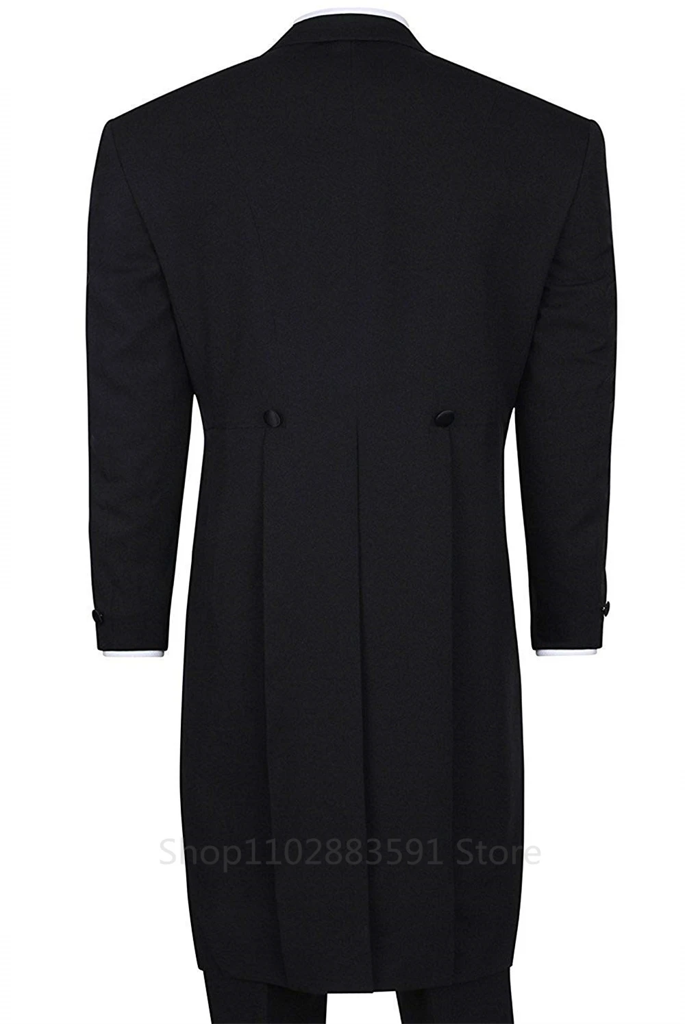 Description Picture 3 of itemTailcoat Style Men' Suits Groomsmen Double-Breasted Wedding Peak Lapel Groom Long Tuxedos Best Man Suit 3 Pcs(Jacket+Pants+Vest)