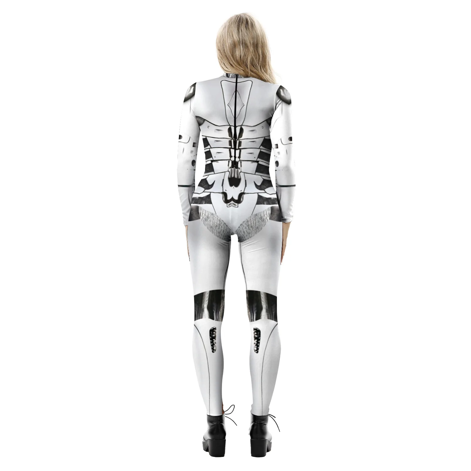 Woman Halloween New Hot Machine Armor 3d Digital Print Slim-Fit Long Sleeve Jumpsuit Tight Fitting Type Fallow Jumpsuit