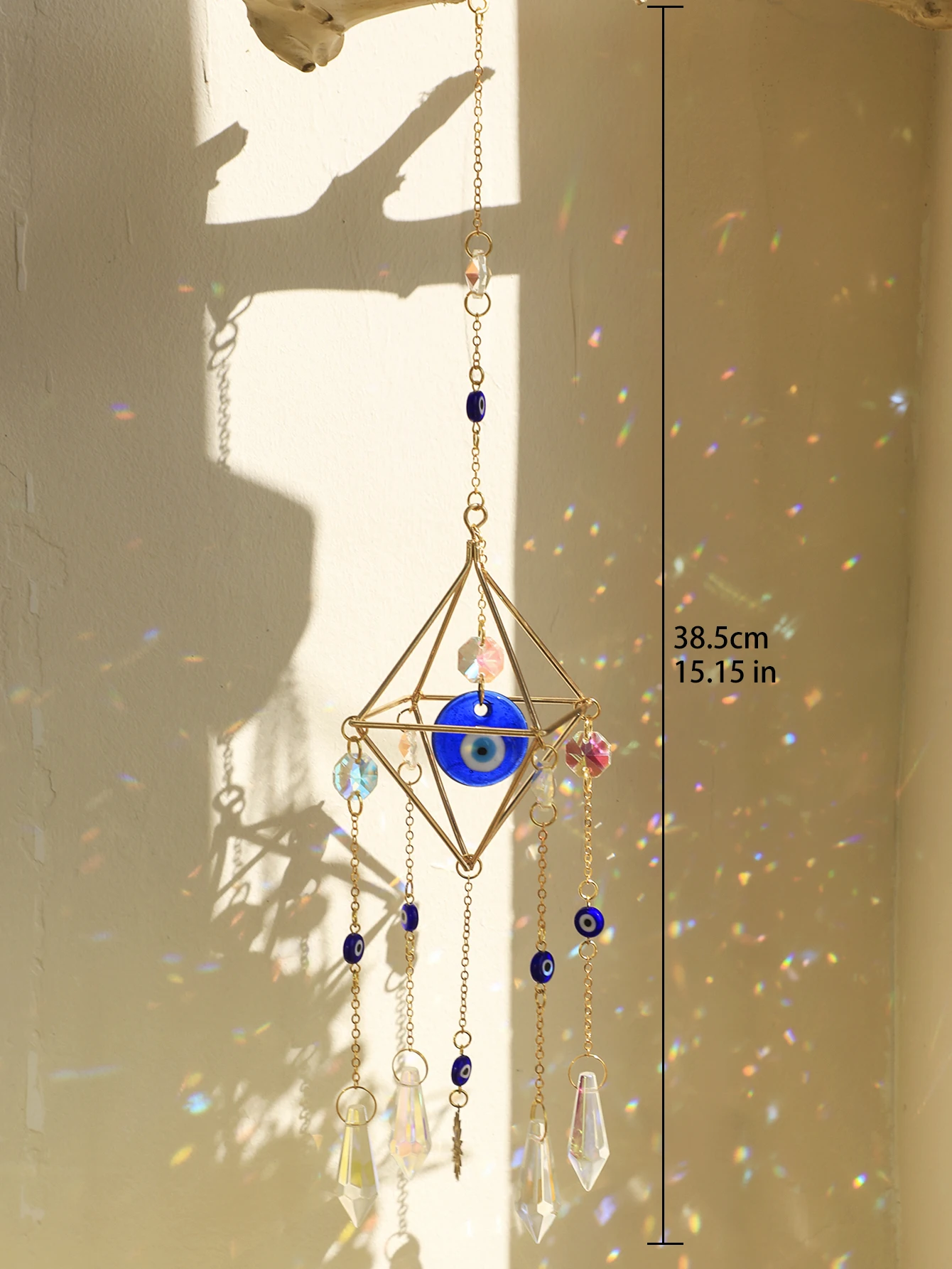 Description Picture 3 of itemWall Hanging Suncatcher Evil Eye Wind Chime Prism Suncatcher Rainbow Maker Light Catcher Garden Decoration Outdoor Decor Gift