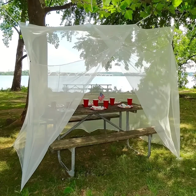 Grande Moustiquaire Blanche Anti-Insecte pour Camping en Plein Air, Protection, Respirante, Portable, Chambre à Coucher, Hamac et Tente 5