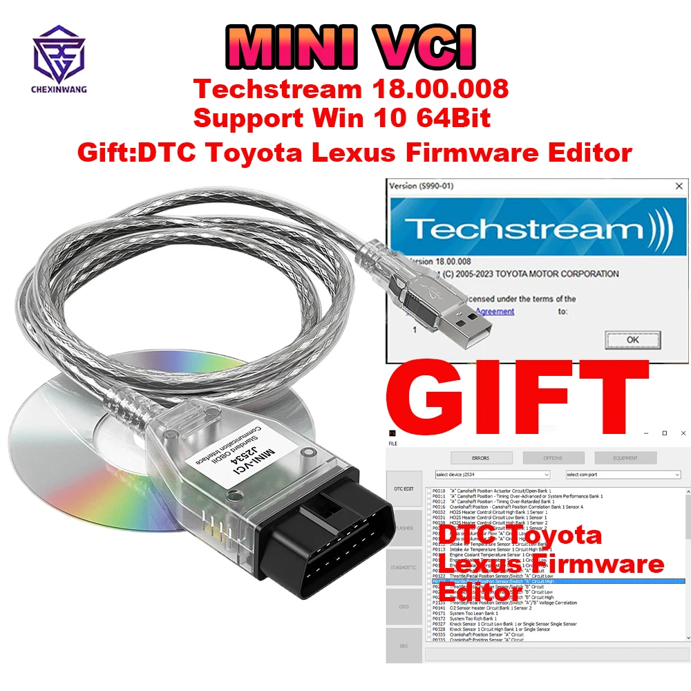 C-ble-de-Diagnostic-OBD2-pour-Toyota-Lexus-Mini-Vci-TIS-Techstream-V18 ...