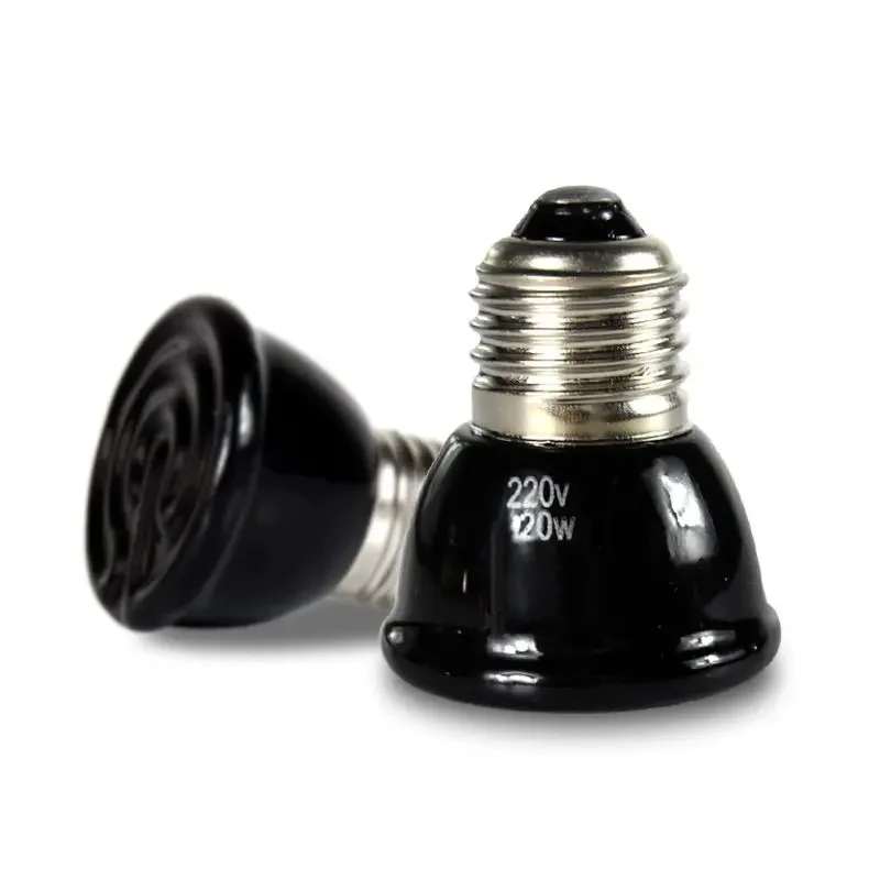Hot Sale Black 60W 80W 100W Mini Infrared Ceramic Emitter Heat Light Lamp Bulb For Reptile Pet Brooder 220V E27