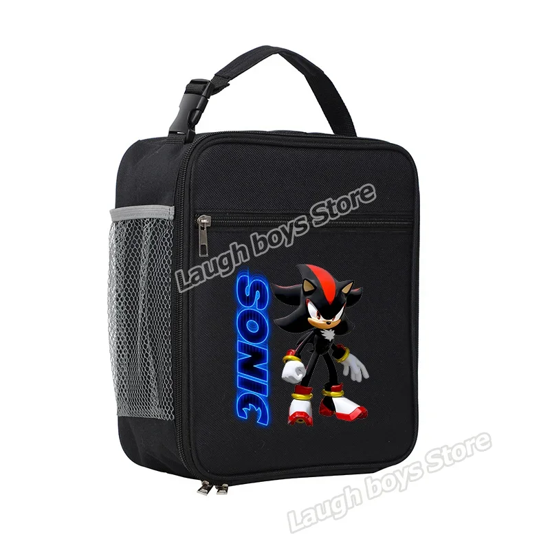 thumbnail image 1 of Bolsa de almuerzo Sonics con figuras de juego, bolsas térmicas con estampado de dibujos animados, lonchera portátil con aislamiento, multicapa para estudiantes y trabajadores de oficina, 1 of 5