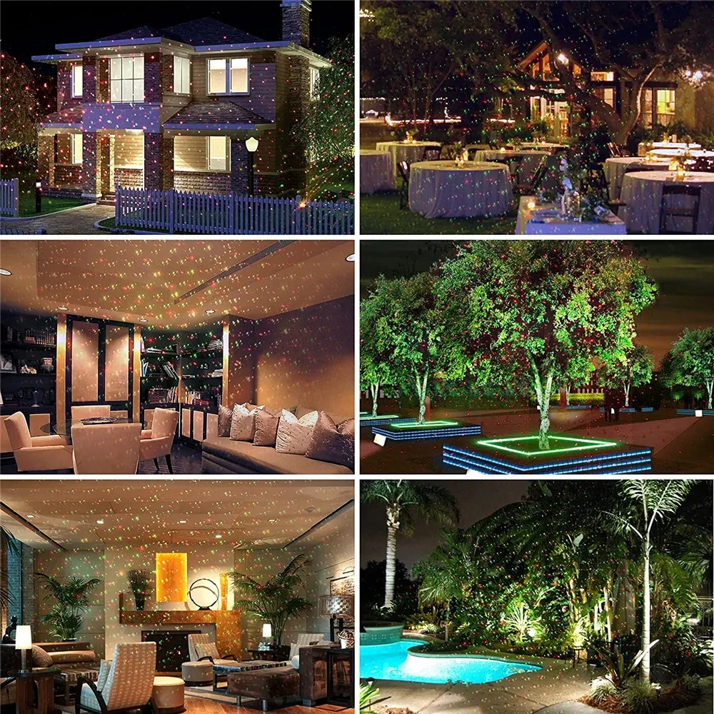 Moving Full Sky Star Laser Projector Lamp Green Red Outdoor Garden Landscape Decoration Lighting Christmas Party LED Stage Light