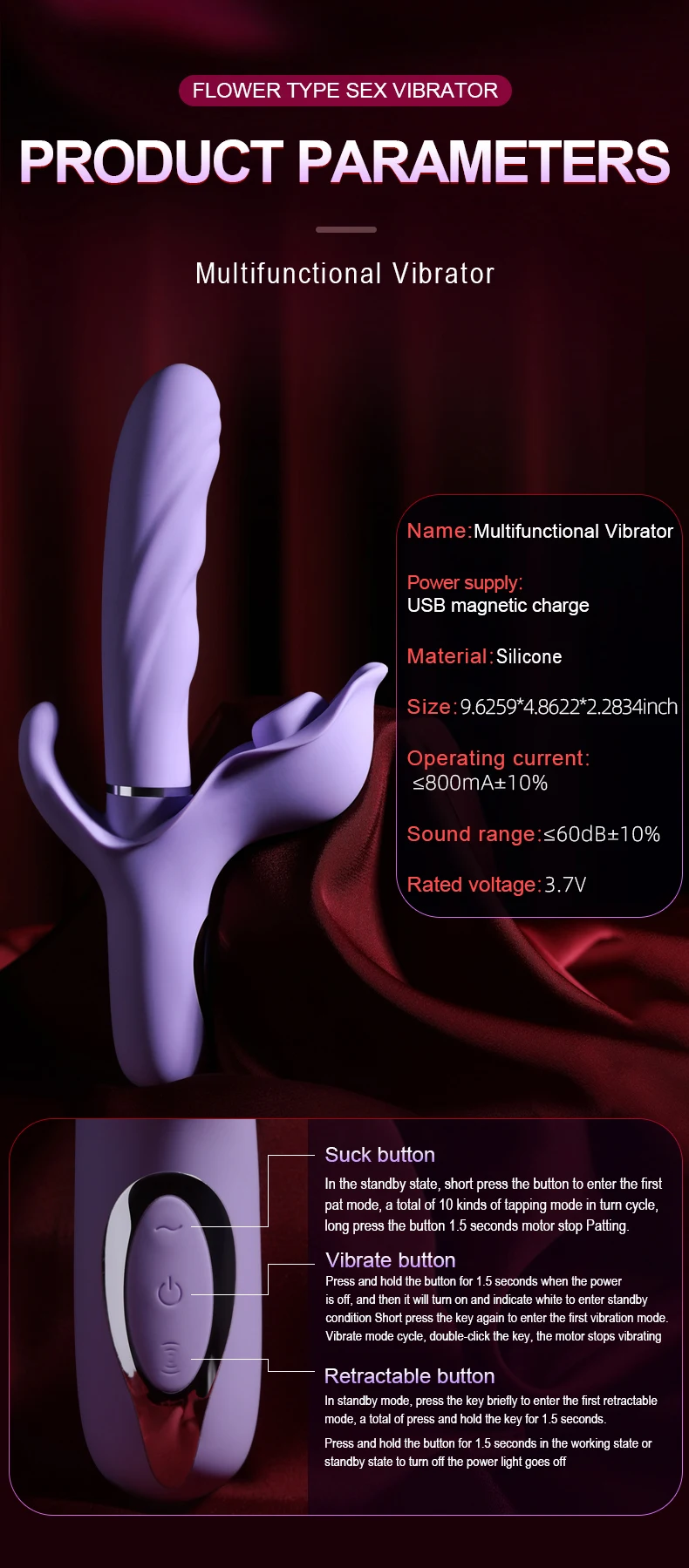 Telescopic Vibrator For Women Clitoris And Anal Stimulation_voghion.com