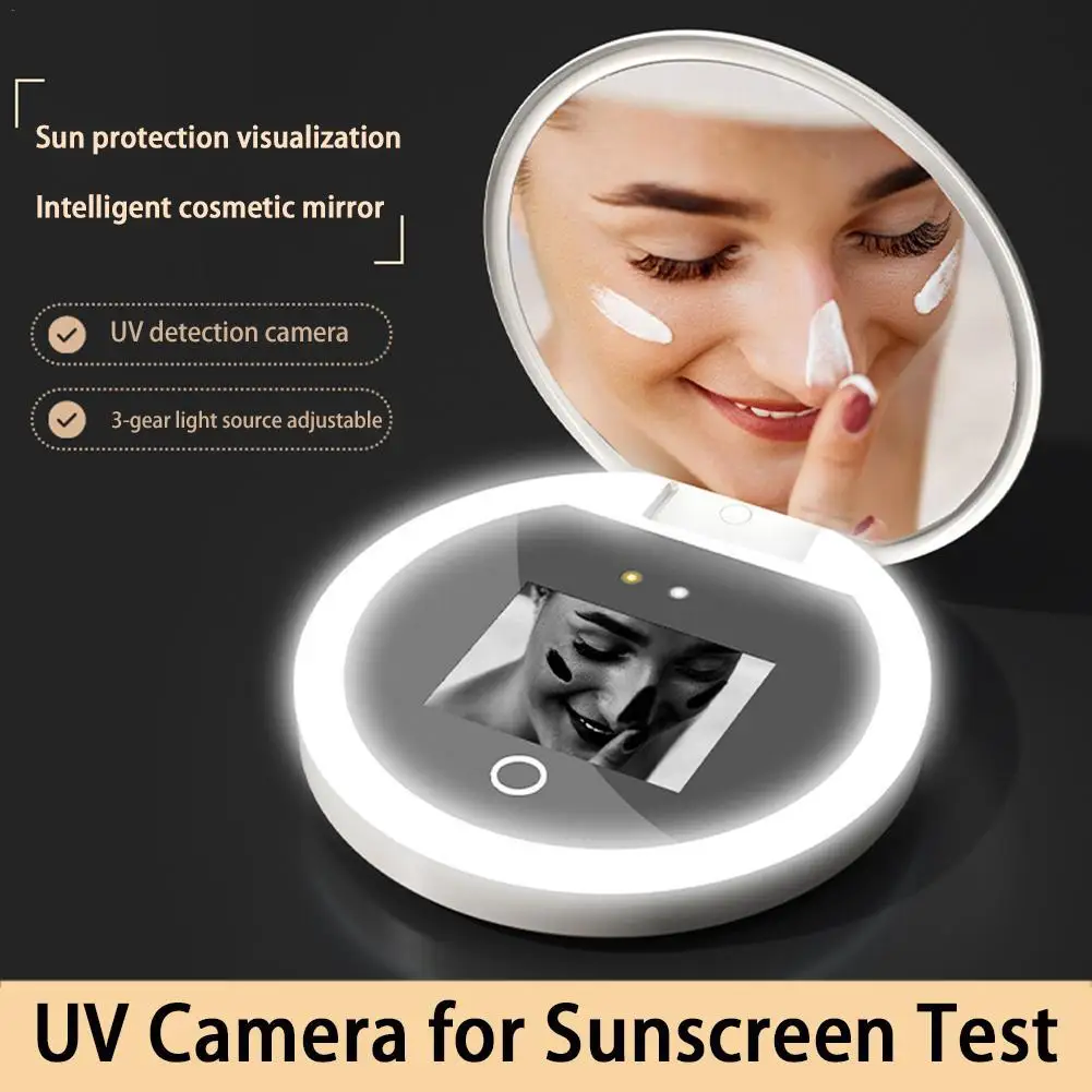 Smart UV Sunscreen Test Camera Makeup Mirror With LED Portable