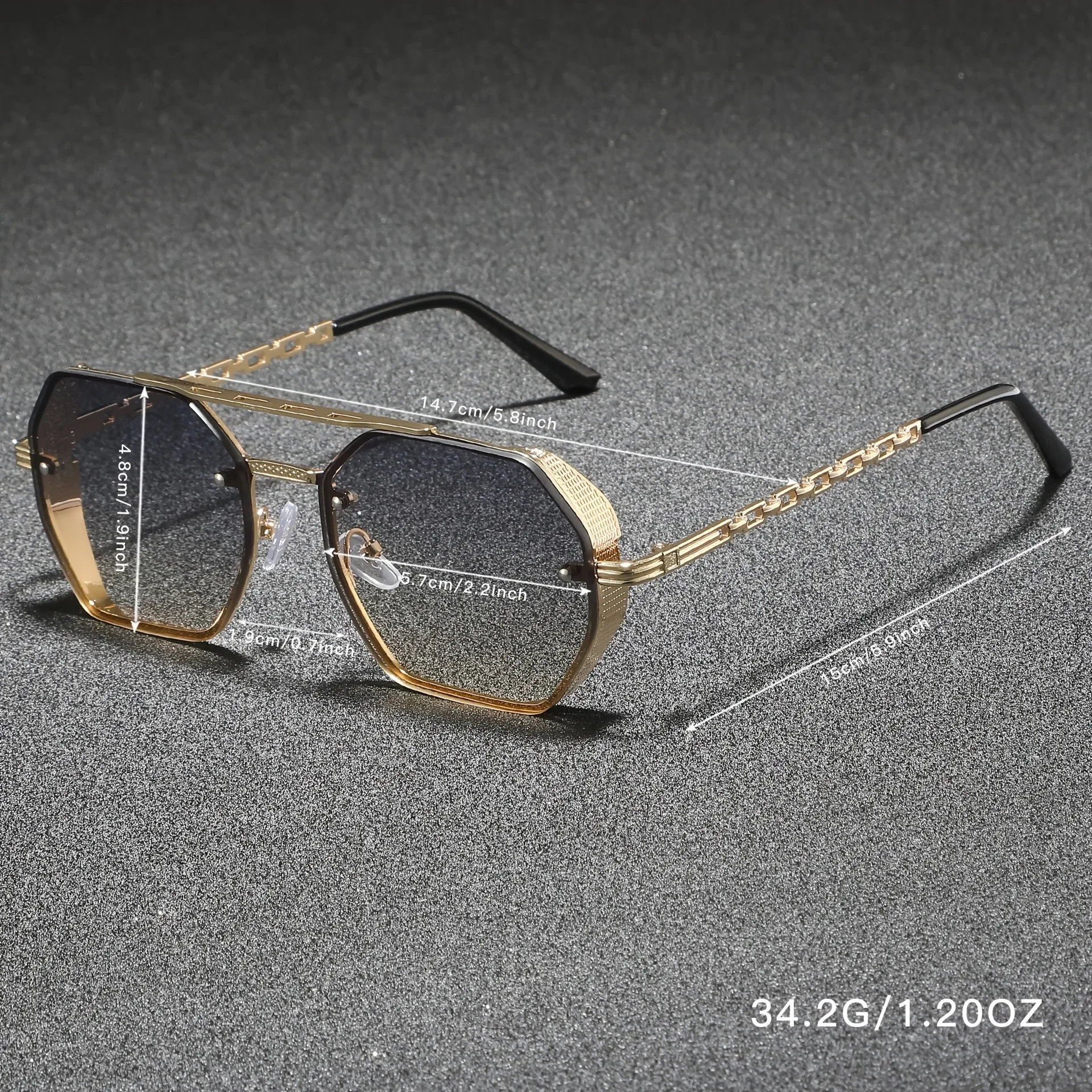 Geometric Metal Frame Sunglasses - UV400 Designer Shades for Men  Women