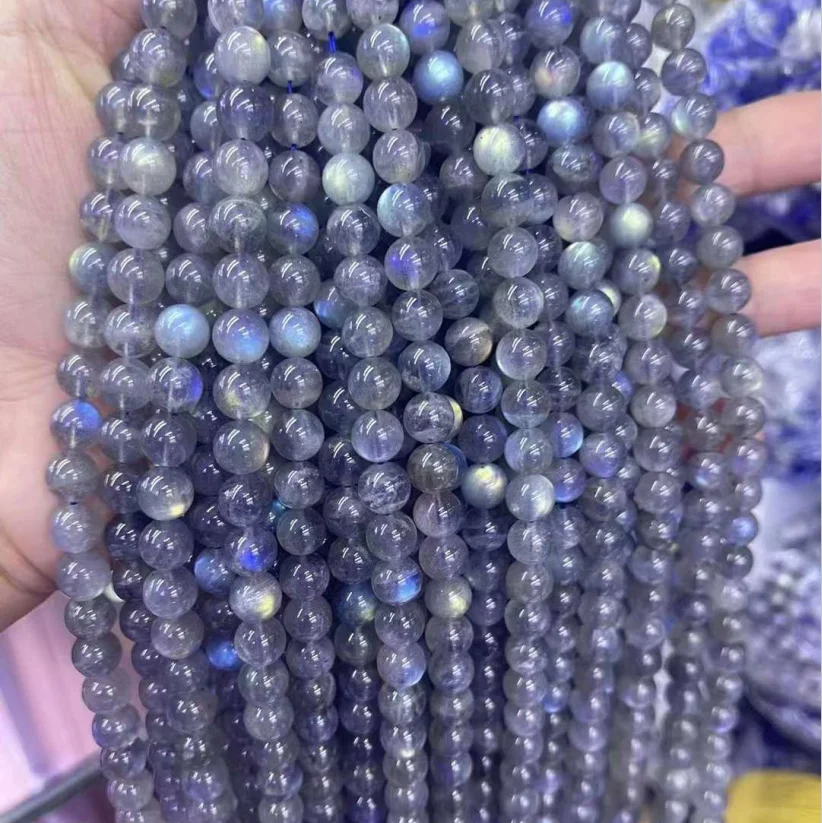 Natural Stone Smooth Round Flash Sunstone Loose Beads, Moonstone Quartzs Beads, Genuine Gems Beads For DIY Jewelry Making,10mm