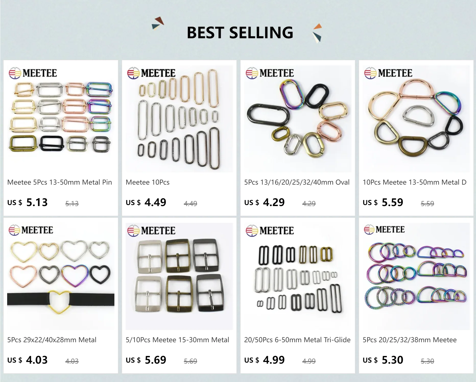 Description Picture 2 of item20Pcs Meetee 16-50mm Metal D Rings Buckles Handbags Strap Connector Clasp Webbing Bag Belt Hook Buckle DIY Hardware Accessories