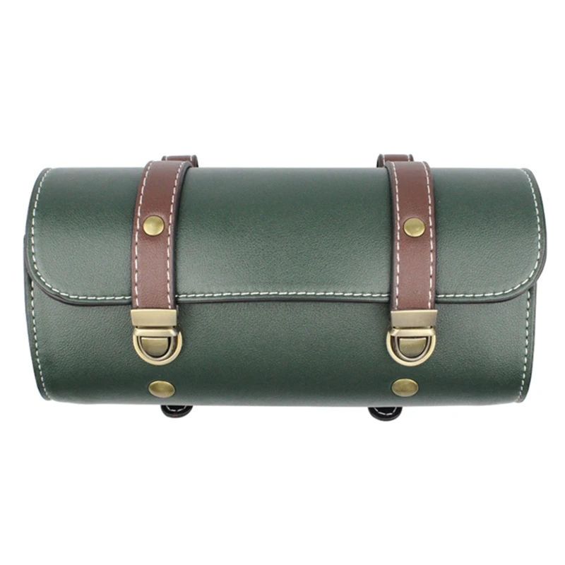 PU Leather Bike Handlebar Tool Bag Barrel Shape Waterproof Roll