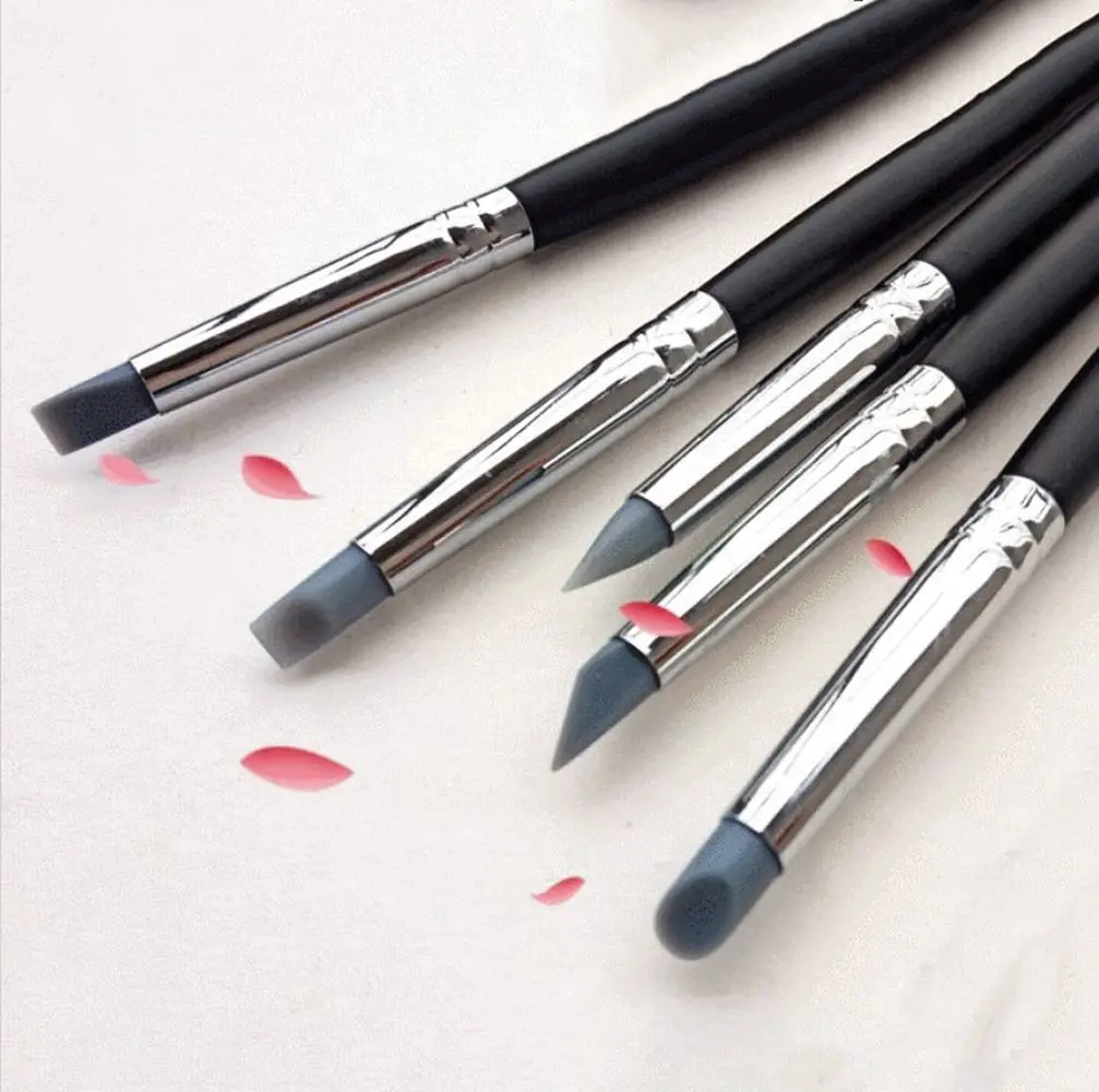 Description Picture 6 of item5Pcs Silicone Nail Art Pen Brush Carving Emboss Hollow Pottery Sculpture Brush UV Gel Shaping Clay Dotting Polish DIY Tools Set