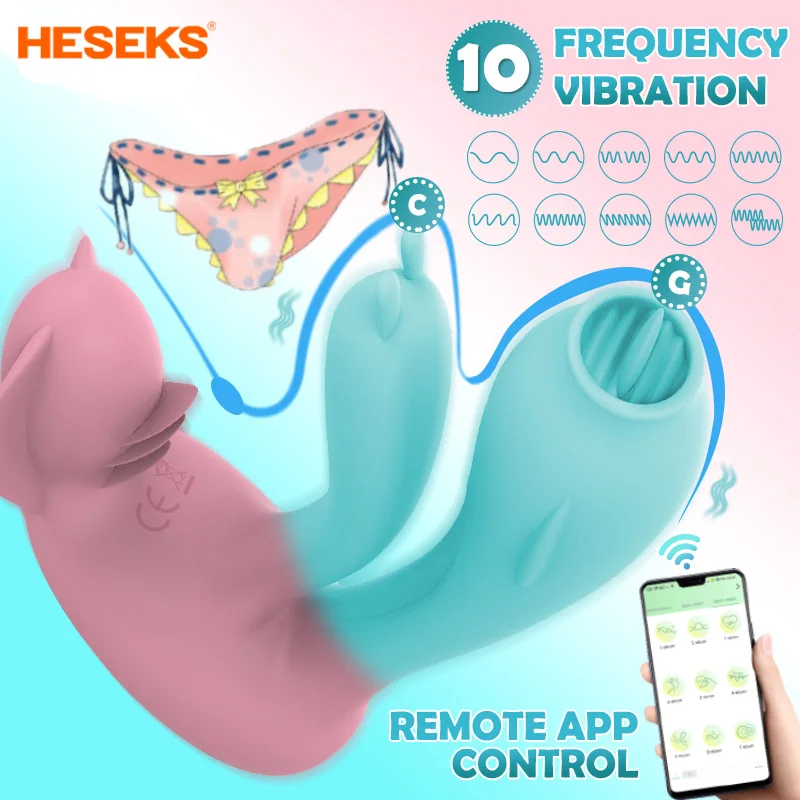 HESEKS APP Control Women Vibrators Tongue Licking Clitoris Stimulator G Spot Massager Vibrating Female Masturbation