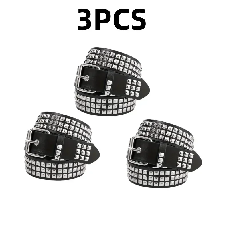 2024 新スクエアビーズリベットベルト金属ピラミッドベルト男性と女性