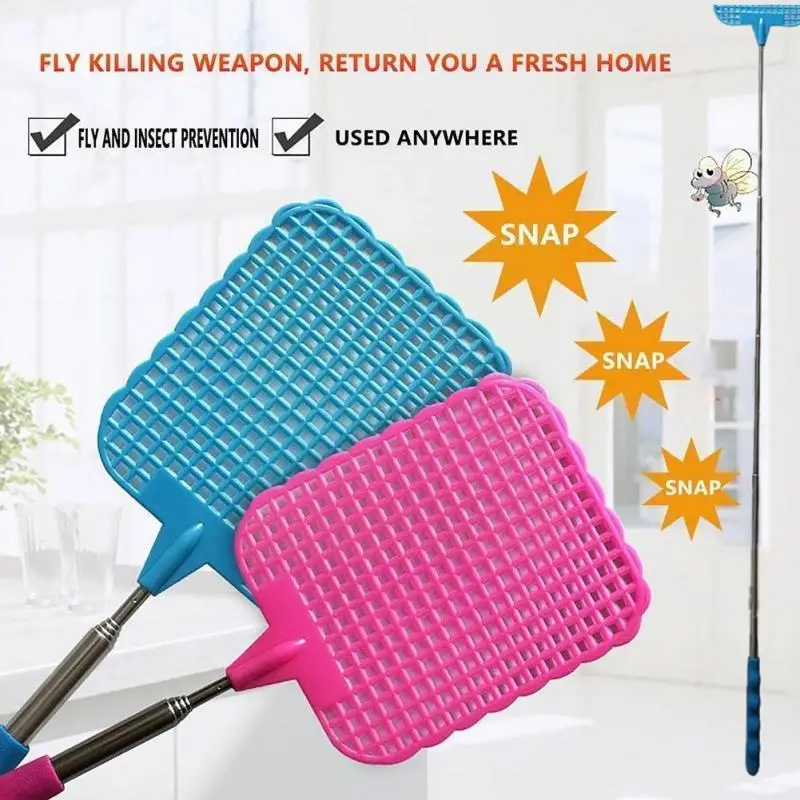 

2023 Fly Swatters Telescopic Extendable Fly Swatter Prevent Pest Mosquito Tool Flies Trap Retractable Swatter Garden Supplies