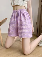 Summer Home Shorts Women's High Waisted Slimming Wide Leg Pants Sports Casual Pants Loose Plaid Pajama Pants - Image 6