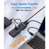 FORIDA 7 Port USB A Docking Stations 10Gbps Power USB 3.2 Hub Splitter On/Off Switch Adapter for Laptop PC Flash Drive Phone 2