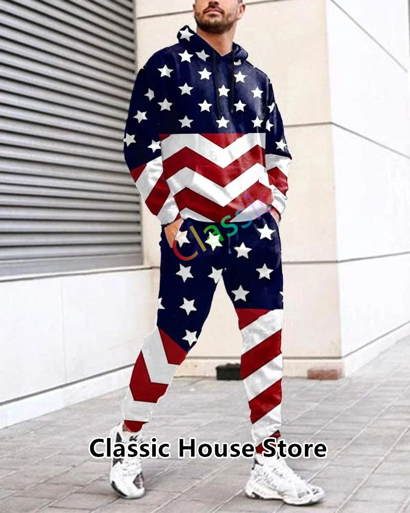 2023 Fashion Tracksuit For Men Black White Letter Printed Hoodie + Pants Suit Autumn 2 Pieces Long Sleeve Set Men's Clothing 3