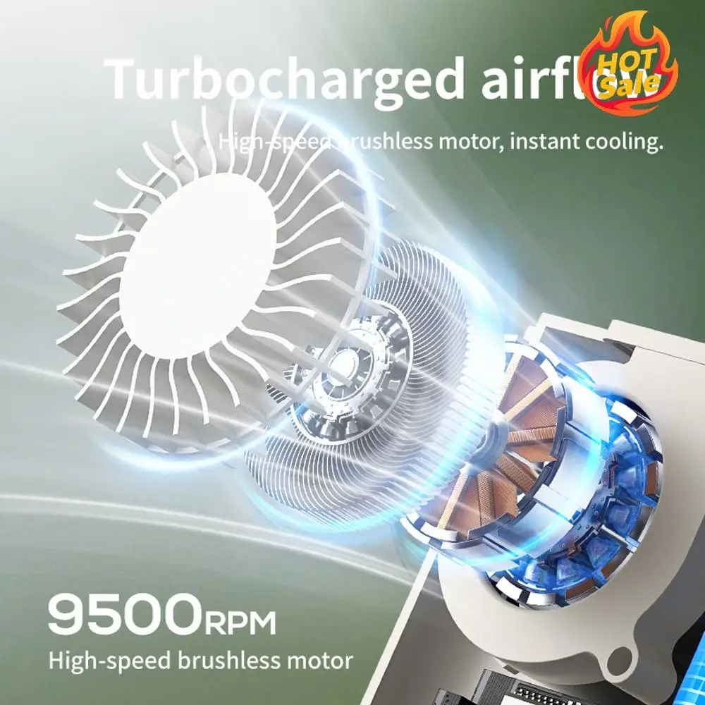 웨어러블 벨트 개인용 팬 LED 디지털 디스플레이 야외 휴대용 날개 없는 팬 9500RPM 여름 캠핑 하이킹 낚시용