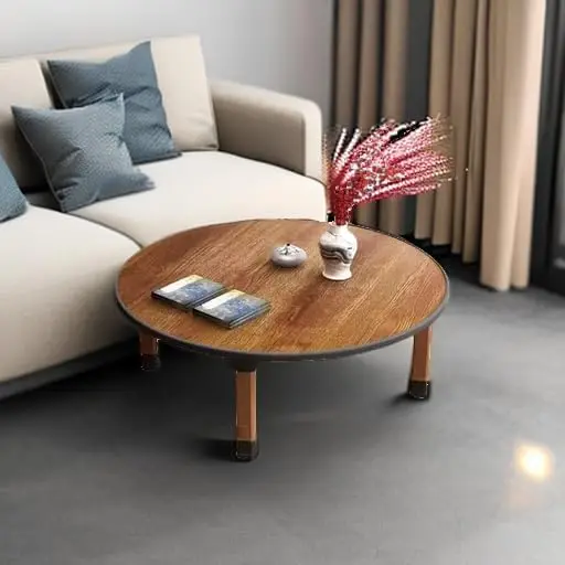 Folding Round Japanese-Style Tea Coffee Table Low Table, Foldable Dining Table, Study Table, Small Desk