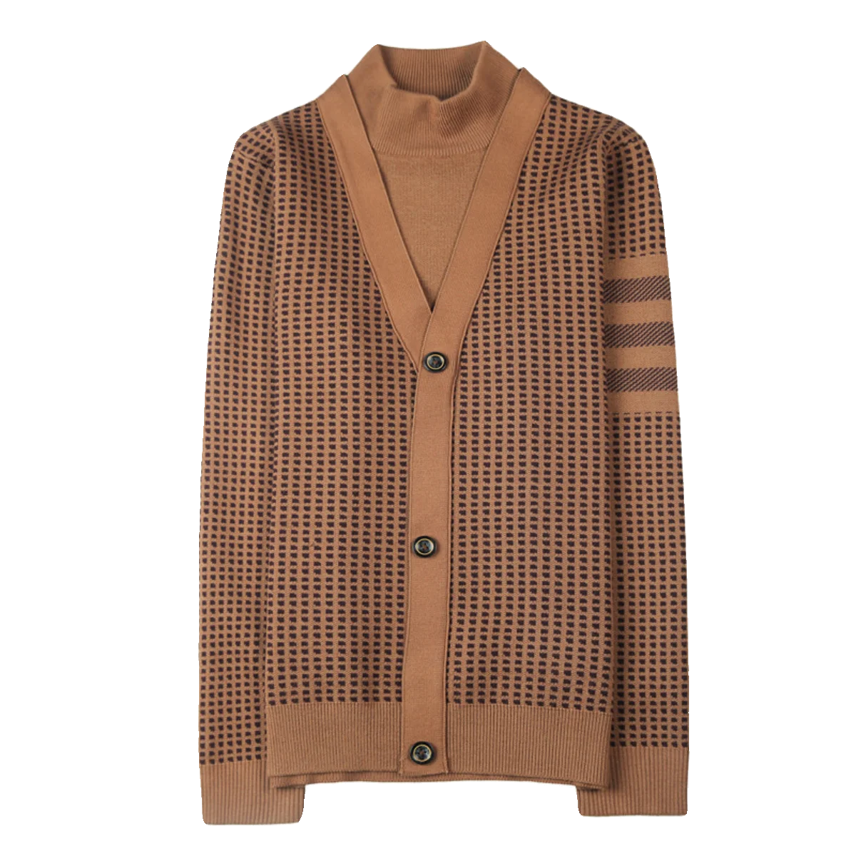 Brand Clothing Men's Print Fashion Pullover/Male Slim Fit High Quality Turtleneck Knit Sweater/Man Printed Knit Shirt 4XL-M