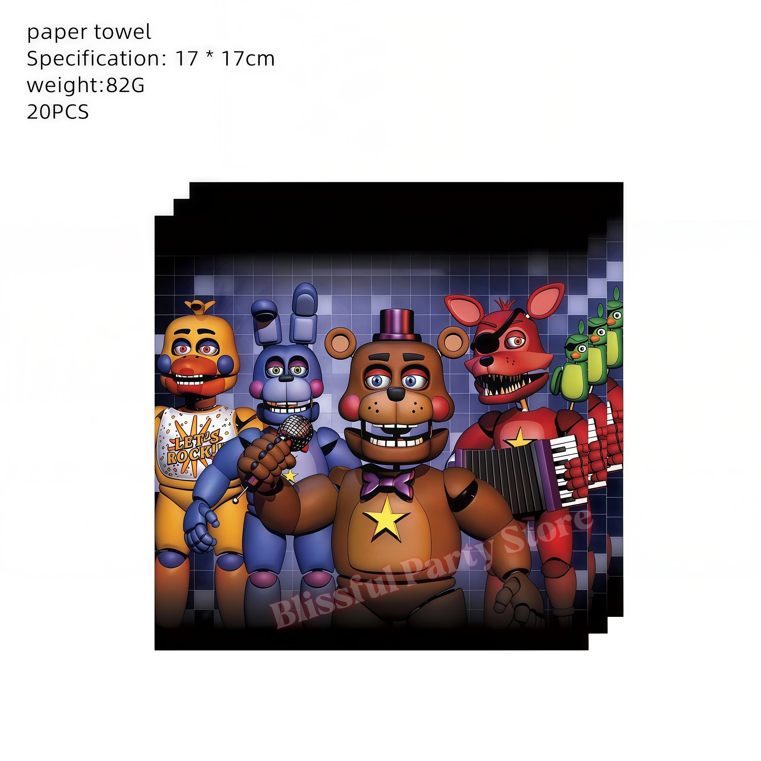 Five Nights at Freddy's Geburtstagsdekorationen: Pappteller, Becher, Kuchenaufsatz, FNAF-Ballons für Jungen, Geschenke, Babyparty-Zubehör – Detail 5