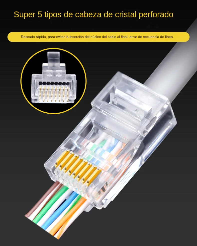 100pcs/lot RJ-45 Network Ethernet Crystal Heads Plug RJ45 Connectors 8 Pin RJ45 Connector CAT5 CAT5e Modular Cable Plugs Socket