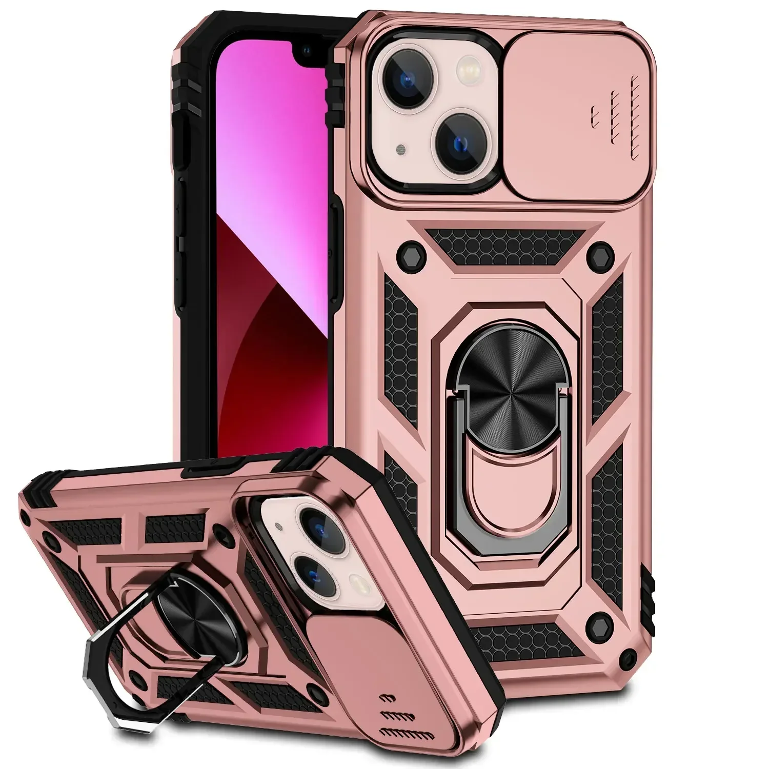 Armor Shockproof Magnetic Ring Stand Case For iPhone 15 14 Pro Max - Image 11
