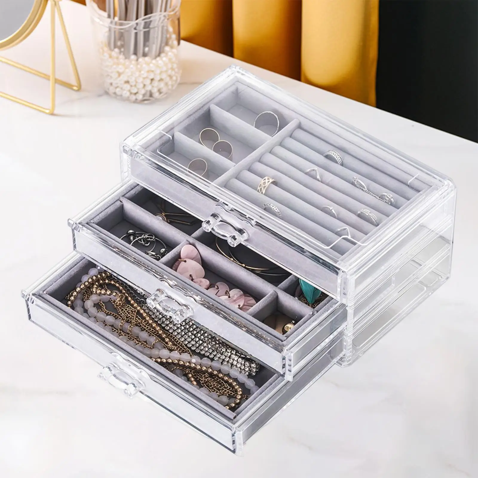 

Clear Jewelry Storage Box Multifunctional for Cufflinks Bracelet Watches
