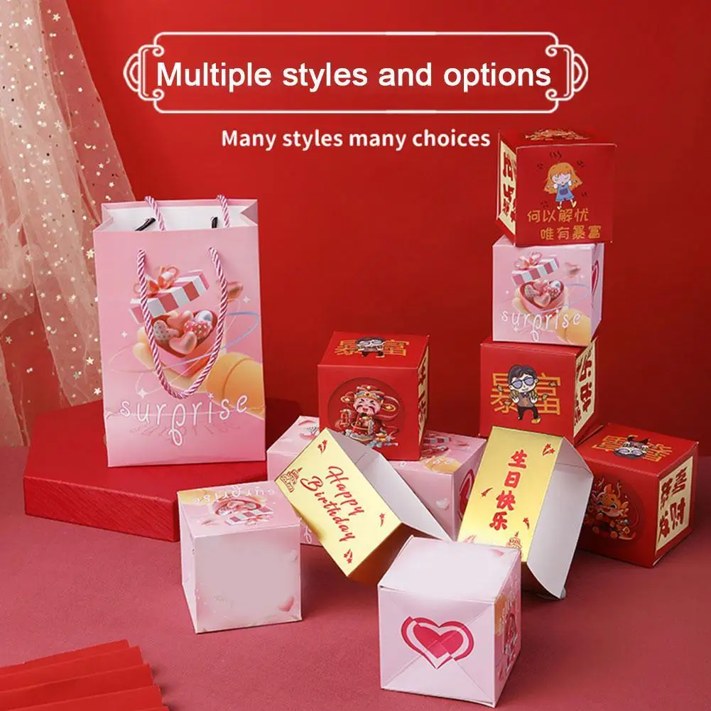 

12pcs/set Christmas Surprise Box Explosion Gift Creative Diy Folding Paper Money Box For Birthday Anniversary Valentine Proposal