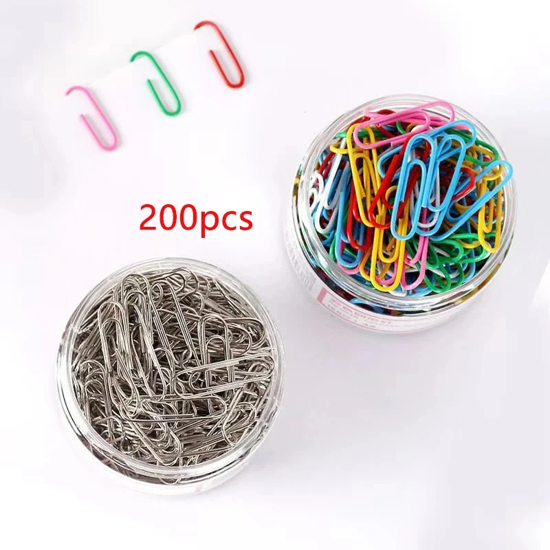Colorful Metal Paperclips 200-Pack 28mm Creative Bookmarks Notebook Folders Office Stationery Binding Bookmarks paper clips